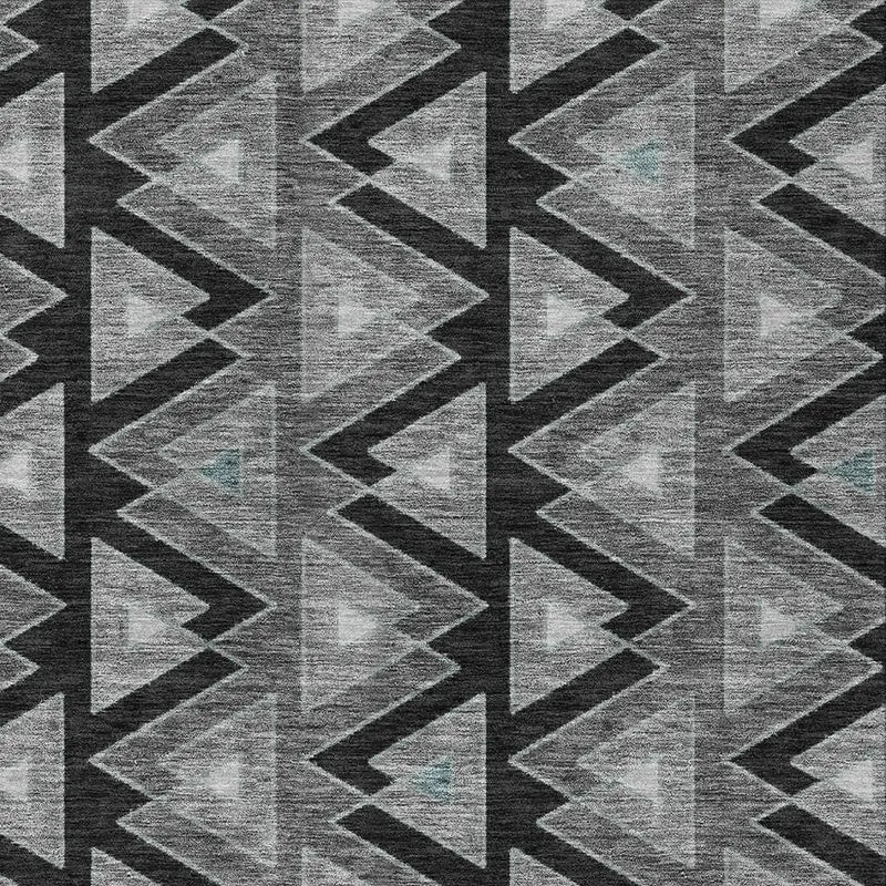 5' X 8' Black And Gray Geometric Washable Indoor Outdoor Area Rug Homeroots Outdoor