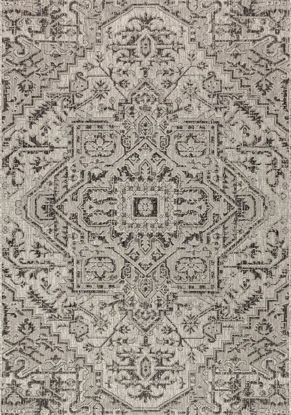 5' X 8' Black And Gray Medallion Indoor Outdoor Area Rug Homeroots Outdoor