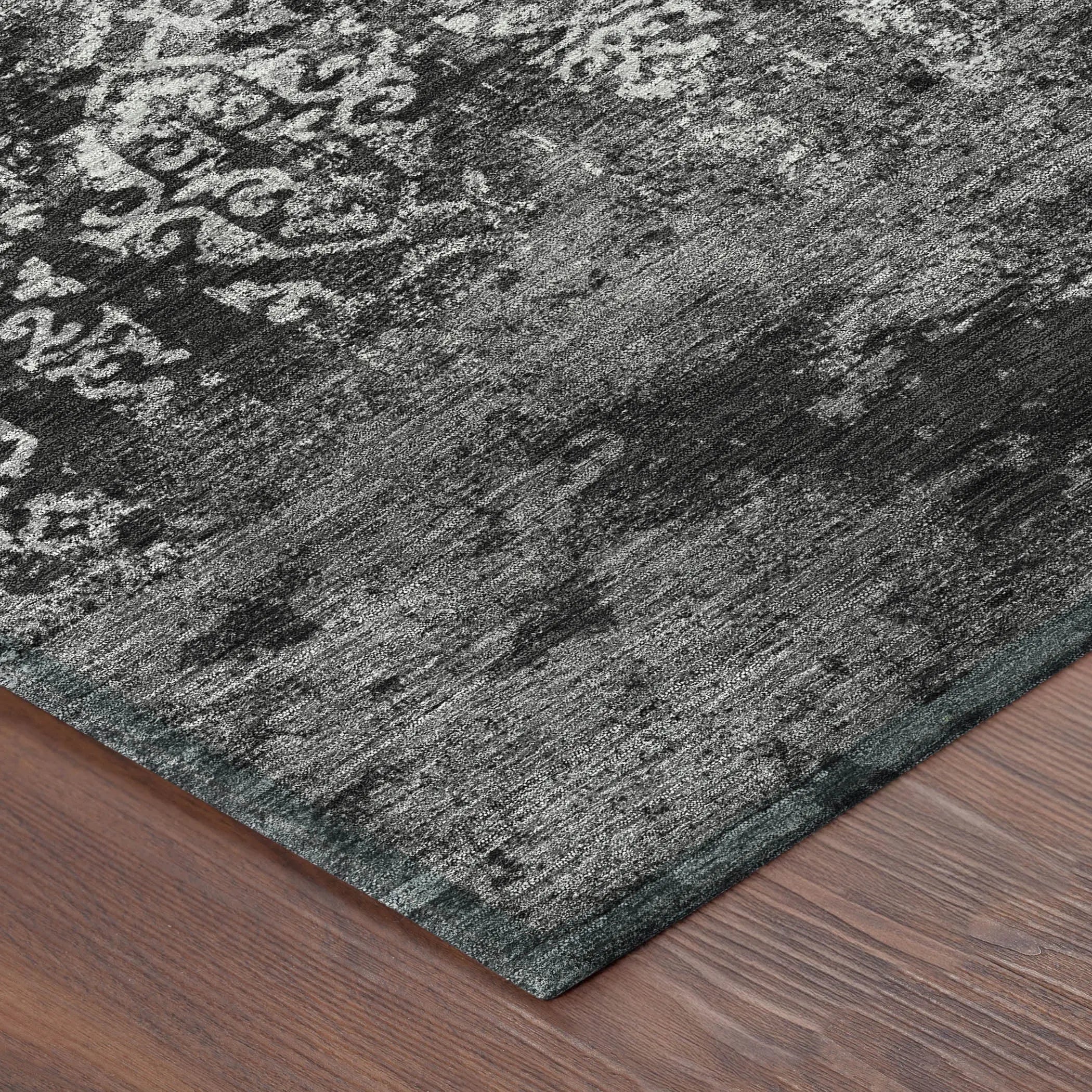 5' X 8' Black And Gray Oriental Washable Indoor Outdoor Area Rug Homeroots Outdoor