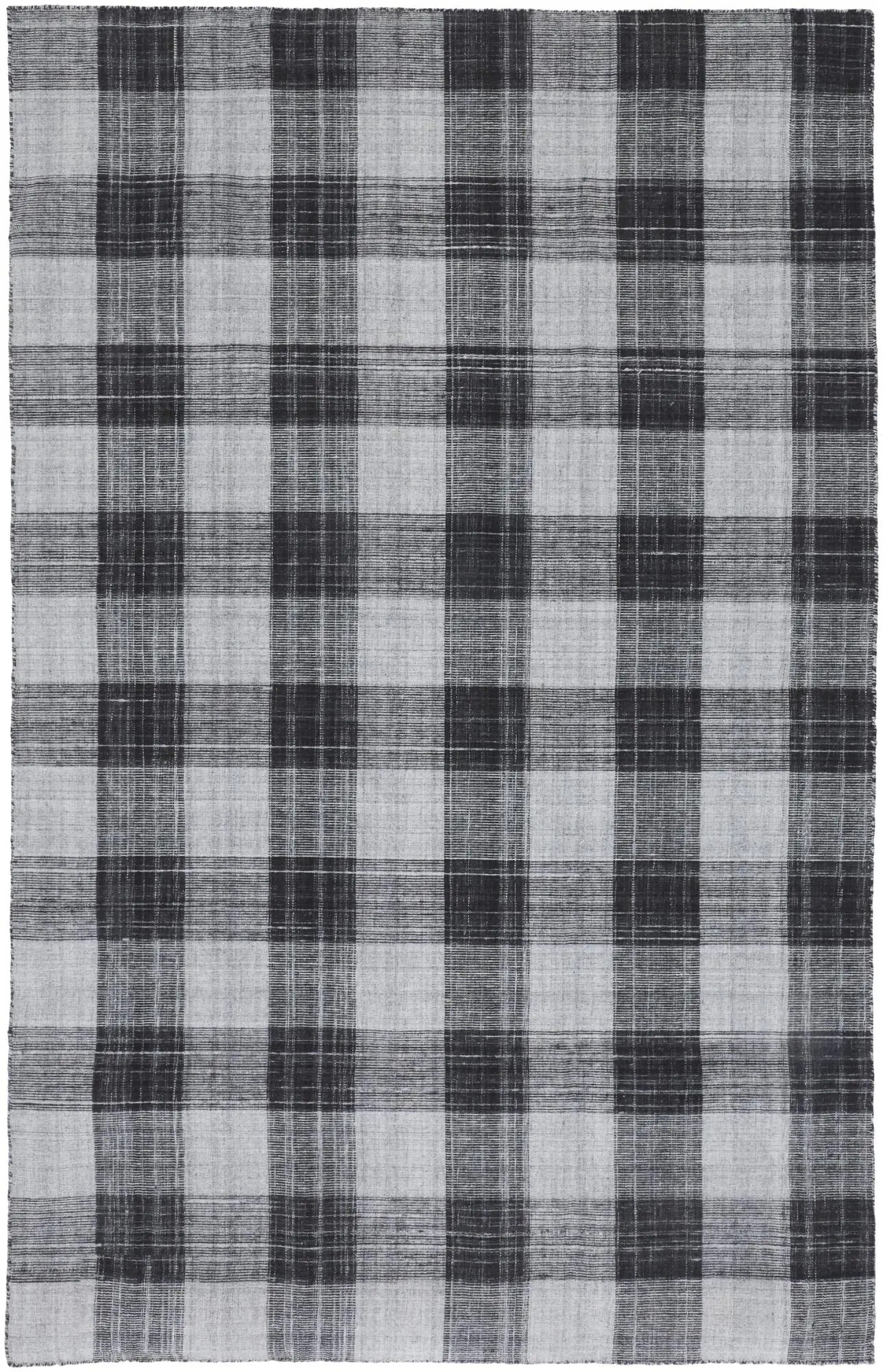 5' X 8' Black And Gray Plaid Hand Loomed Area Rug Homeroots Home Decor
