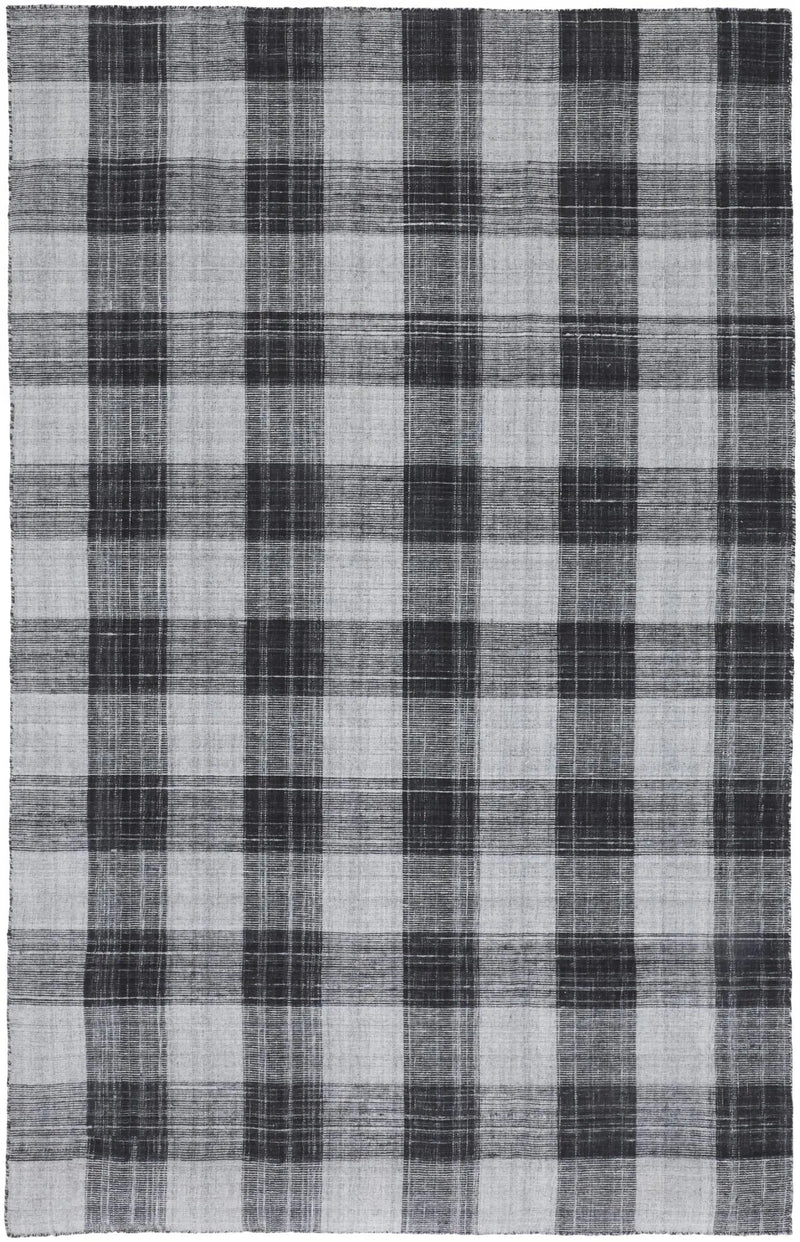 5' X 8' Black And Gray Plaid Hand Loomed Area Rug Homeroots Home Decor