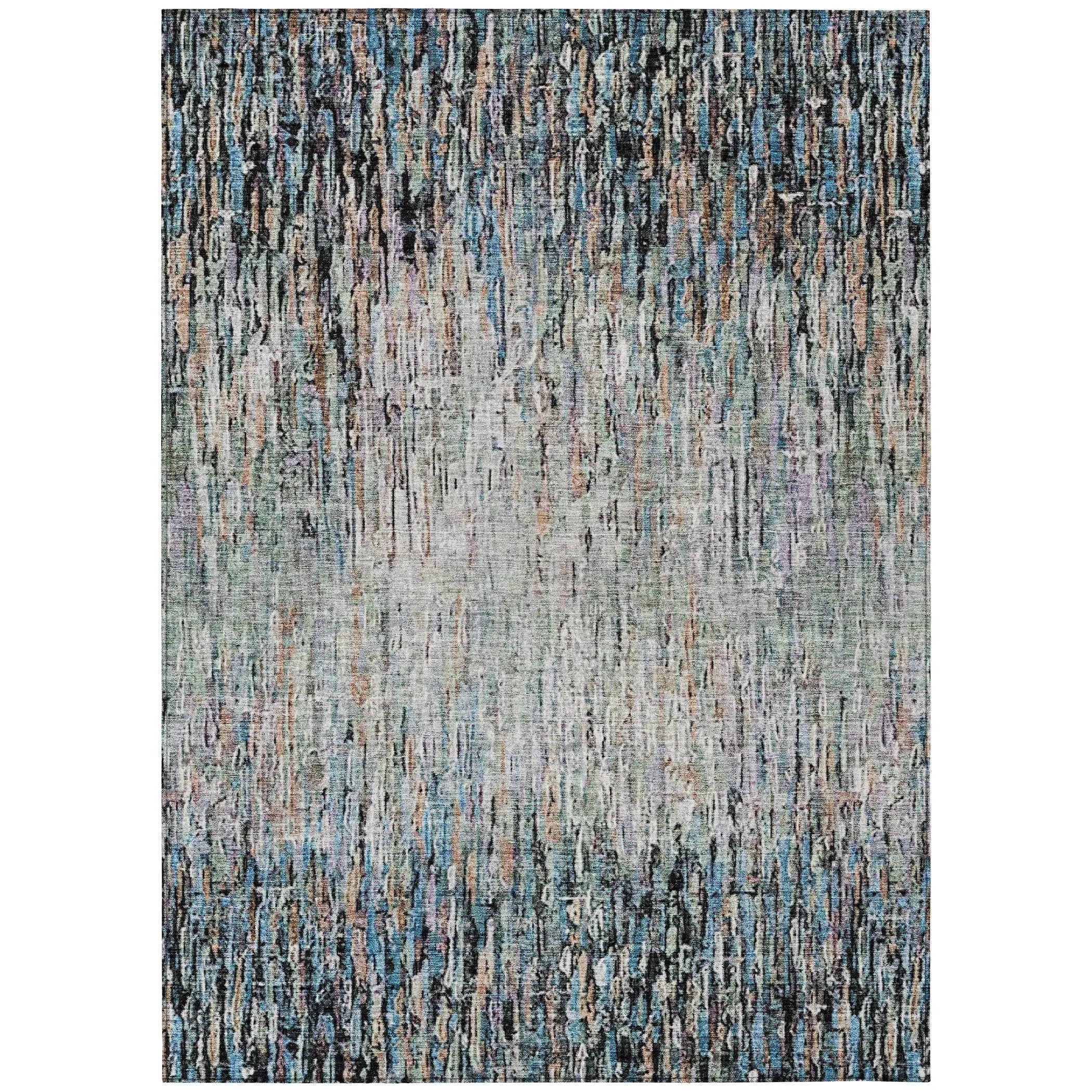 5' X 8' Black And Gray Striped Washable Indoor Outdoor Area Rug Homeroots Outdoor