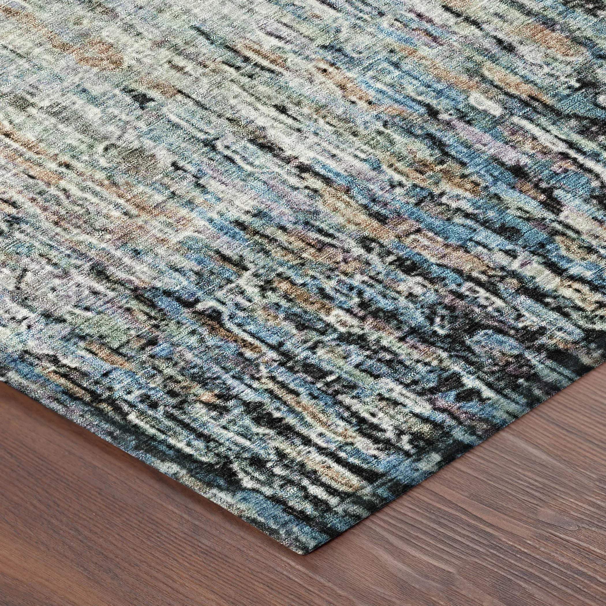 5' X 8' Black And Gray Striped Washable Indoor Outdoor Area Rug Homeroots Outdoor