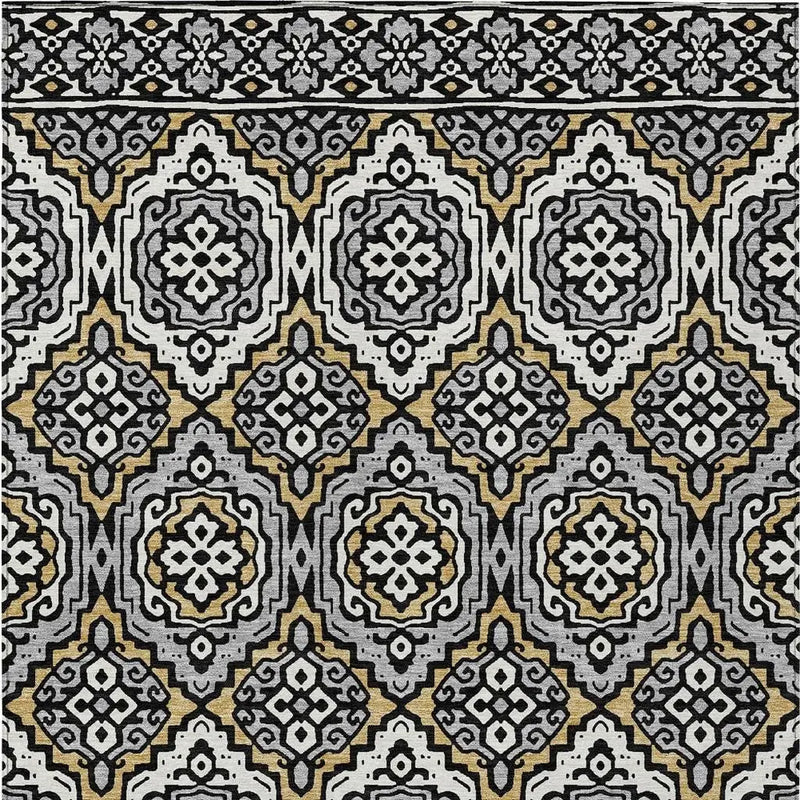 5' X 8' Black And Gray Tribal Washable Indoor Outdoor Area Rug Homeroots Outdoor