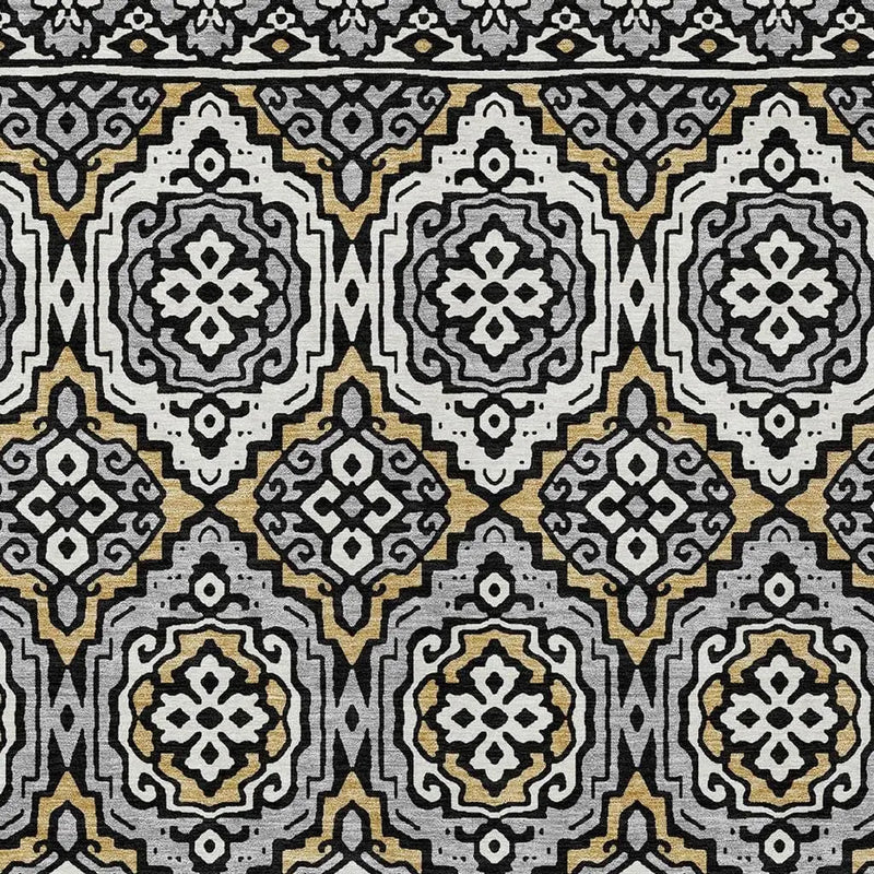 5' X 8' Black And Gray Tribal Washable Indoor Outdoor Area Rug Homeroots Outdoor