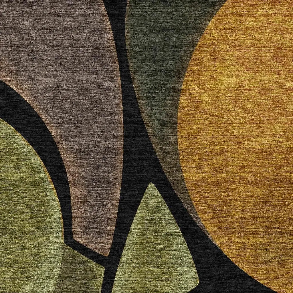 5' X 8' Black And Green Abstract Washable Indoor Outdoor Area Rug Homeroots Outdoor