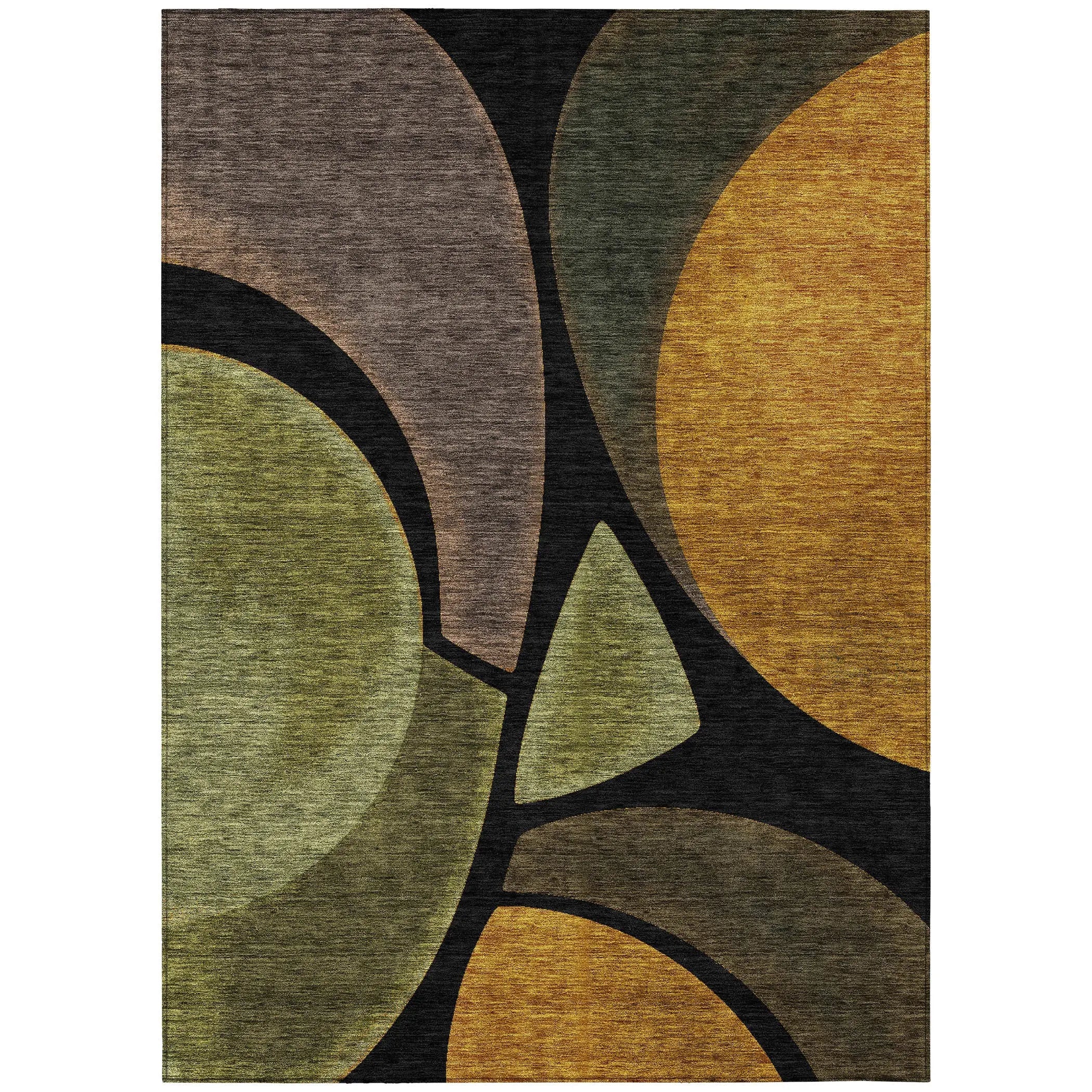 5' X 8' Black And Green Abstract Washable Indoor Outdoor Area Rug Homeroots Outdoor