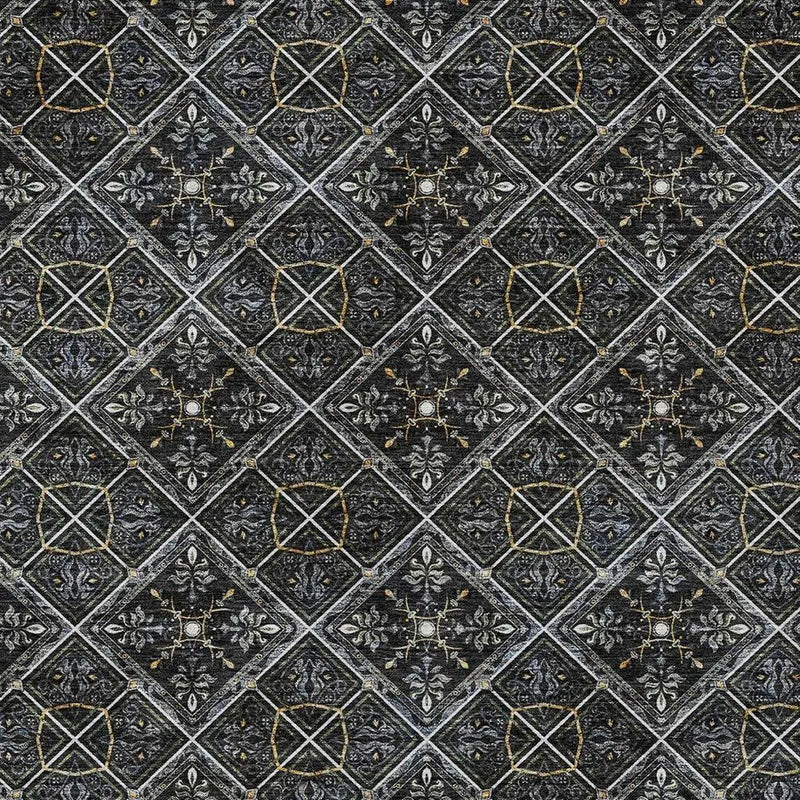 5' X 8' Black And Green Geometric Washable Indoor Outdoor Area Rug Homeroots Outdoor