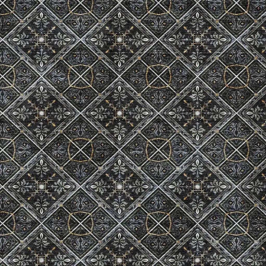 5' X 8' Black And Green Geometric Washable Indoor Outdoor Area Rug Homeroots Outdoor
