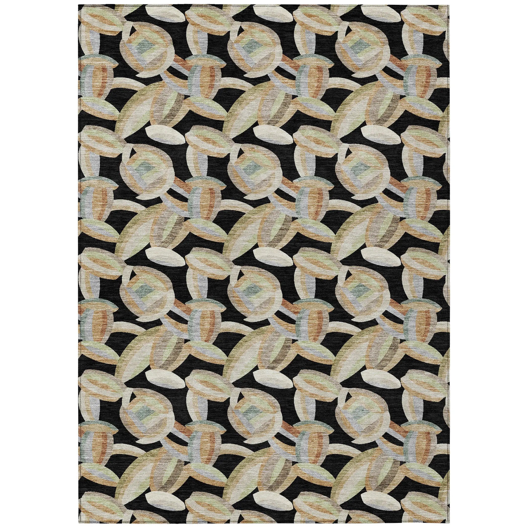 5' X 8' Black And Ivory Abstract Washable Indoor Outdoor Area Rug Homeroots Outdoor