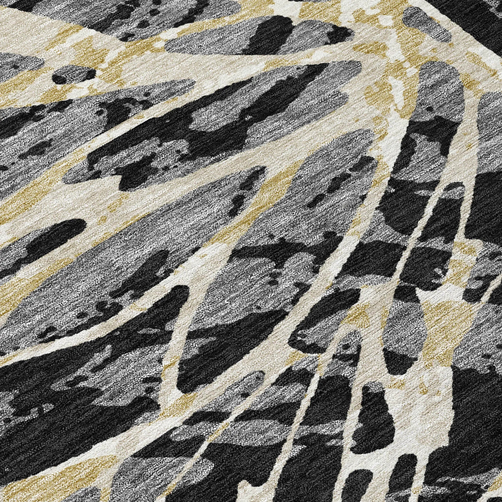 5' X 8' Black And Ivory Abstract Washable Indoor Outdoor Area Rug Homeroots Outdoor