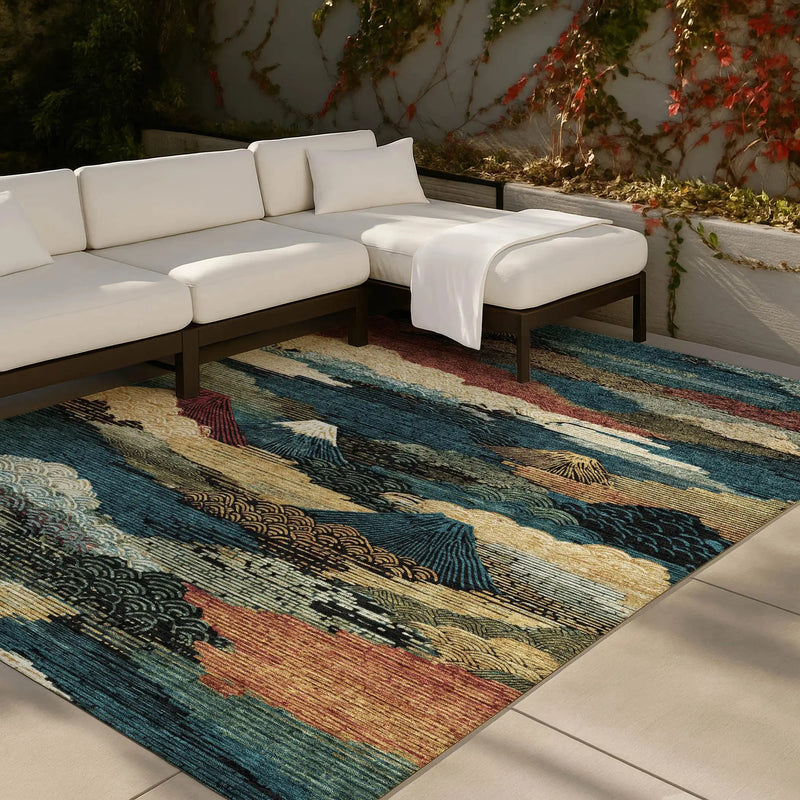 5' X 8' Black And Ivory Abstract Washable Indoor Outdoor Area Rug Homeroots Outdoor