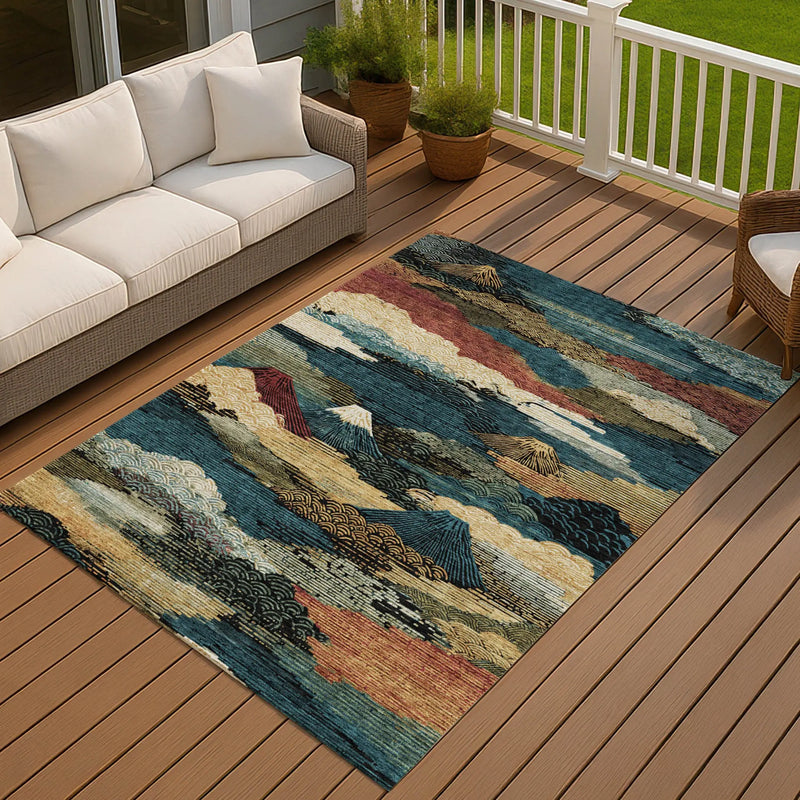 5' X 8' Black And Ivory Abstract Washable Indoor Outdoor Area Rug Homeroots Outdoor
