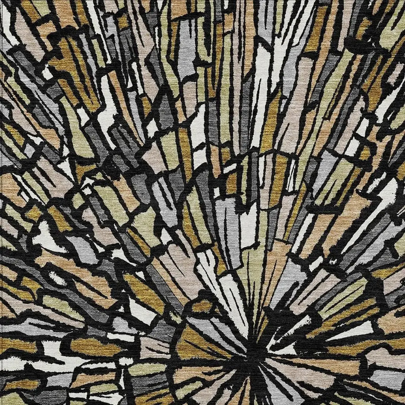 5' X 8' Black And Ivory Abstract Washable Indoor Outdoor Area Rug Homeroots Outdoor