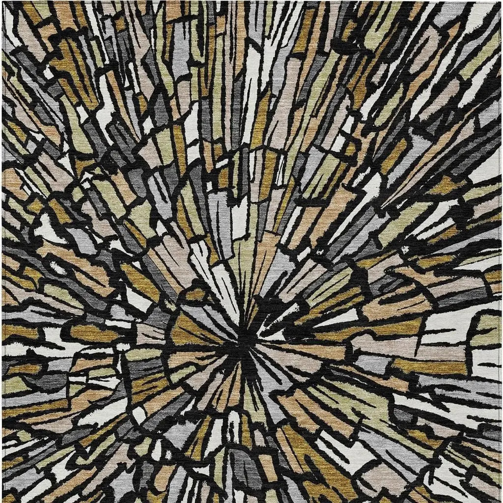 5' X 8' Black And Ivory Abstract Washable Indoor Outdoor Area Rug Homeroots Outdoor