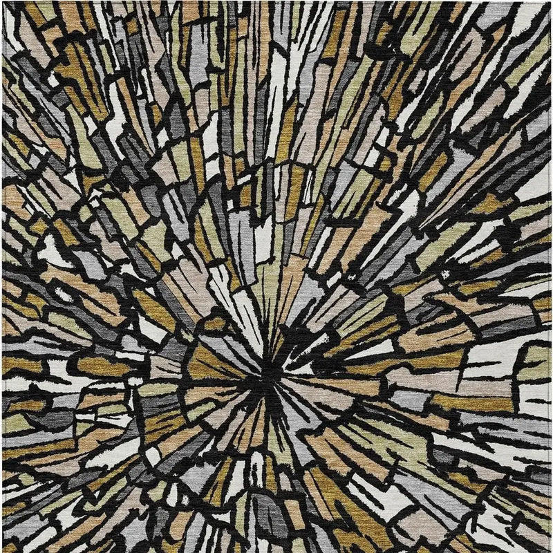 5' X 8' Black And Ivory Abstract Washable Indoor Outdoor Area Rug Homeroots Outdoor