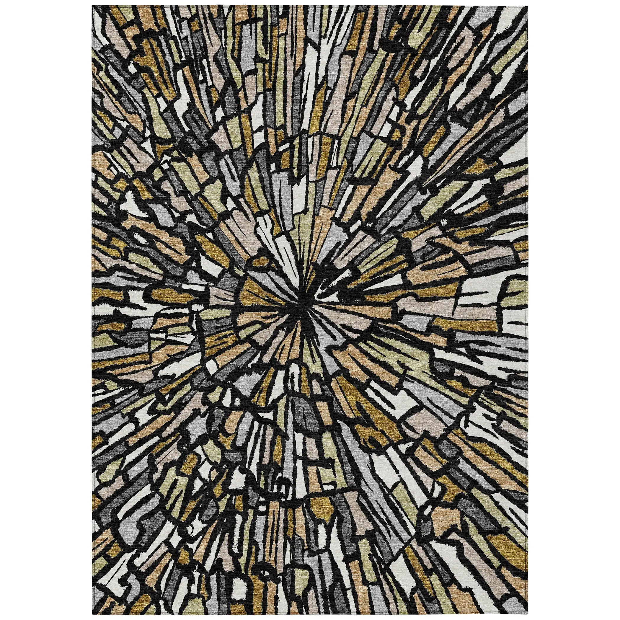 5' X 8' Black And Ivory Abstract Washable Indoor Outdoor Area Rug Homeroots Outdoor