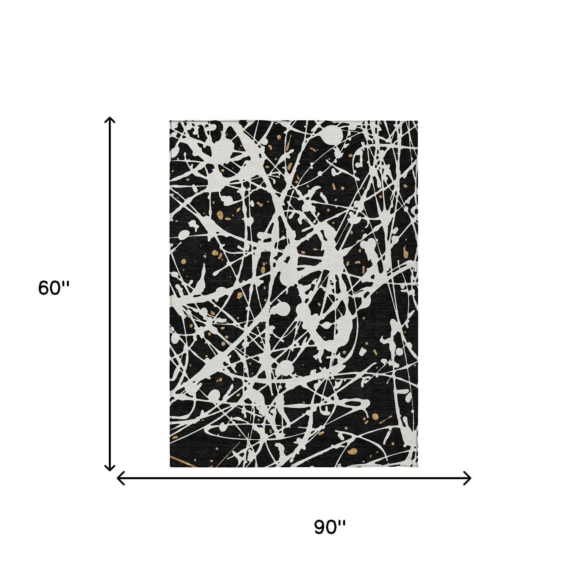 5' X 8' Black And Ivory Abstract Washable Indoor Outdoor Area Rug Homeroots Outdoor