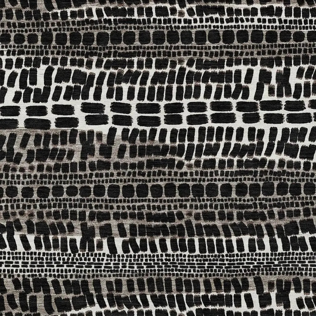 5' X 8' Black And Ivory Abstract Washable Indoor Outdoor Area Rug Homeroots Outdoor