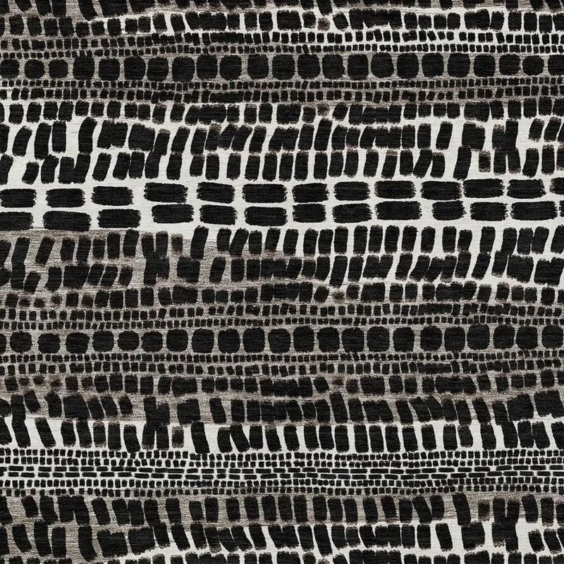 5' X 8' Black And Ivory Abstract Washable Indoor Outdoor Area Rug Homeroots Outdoor