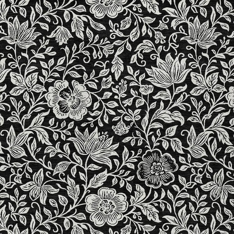 5' X 8' Black And Ivory Floral Washable Indoor Outdoor Area Rug Homeroots Outdoor