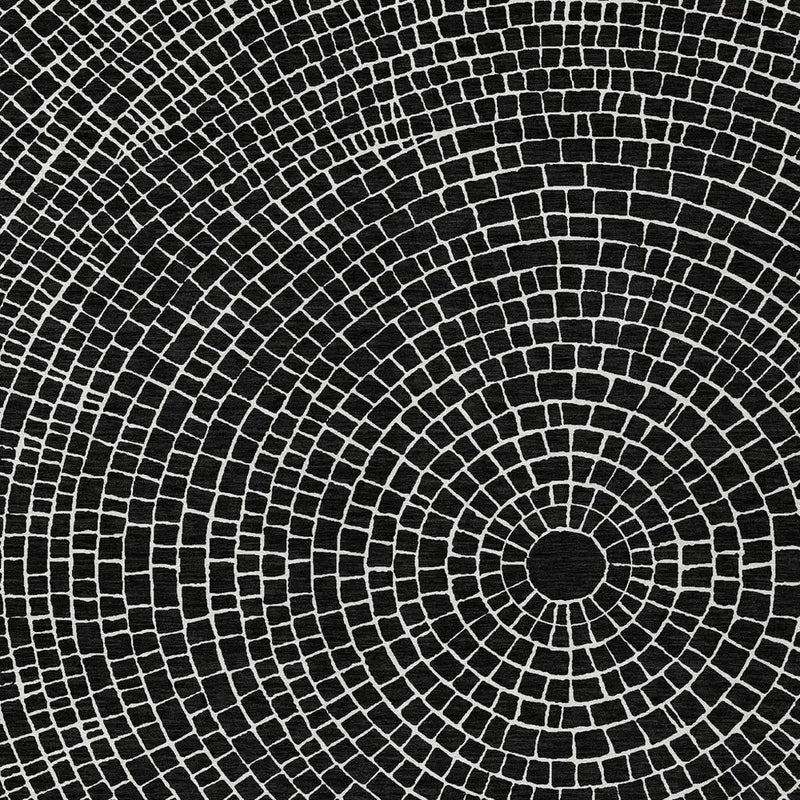 5' X 8' Black And Ivory Geometric Washable Indoor Outdoor Area Rug Homeroots Outdoor
