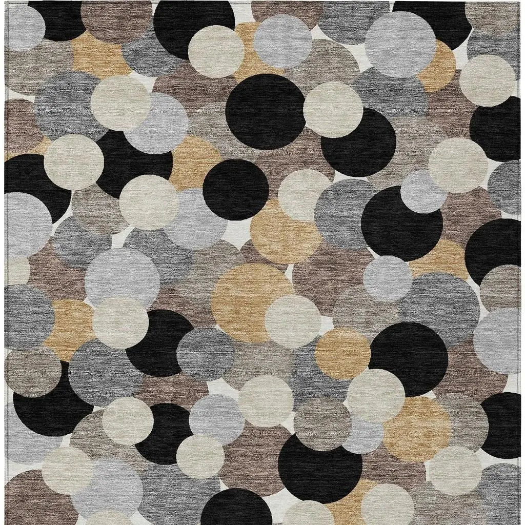 5' X 8' Black And Ivory Geometric Washable Indoor Outdoor Area Rug Homeroots Outdoor