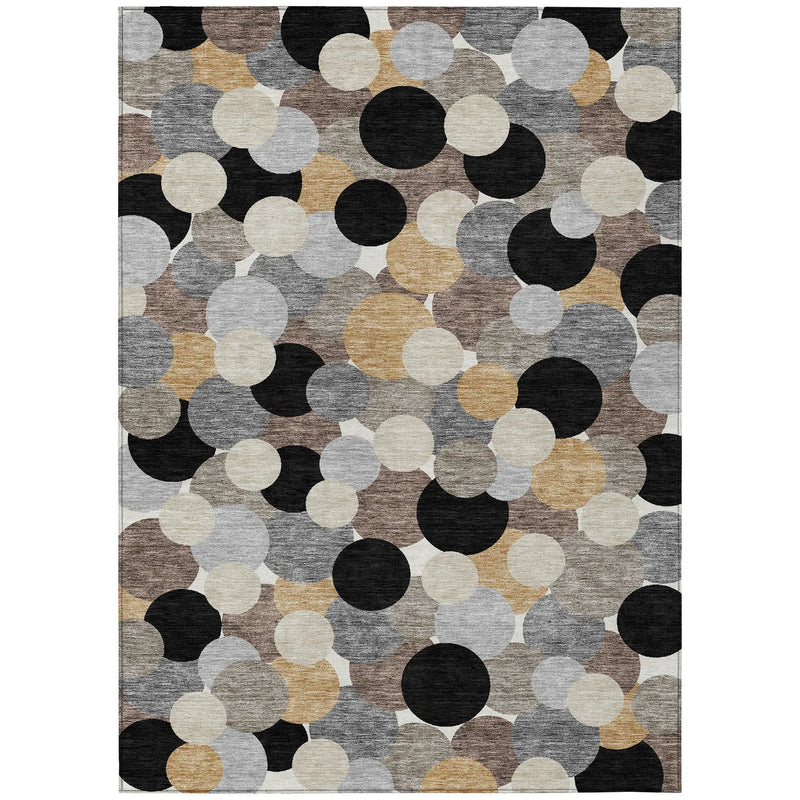 5' X 8' Black And Ivory Geometric Washable Indoor Outdoor Area Rug Homeroots Outdoor
