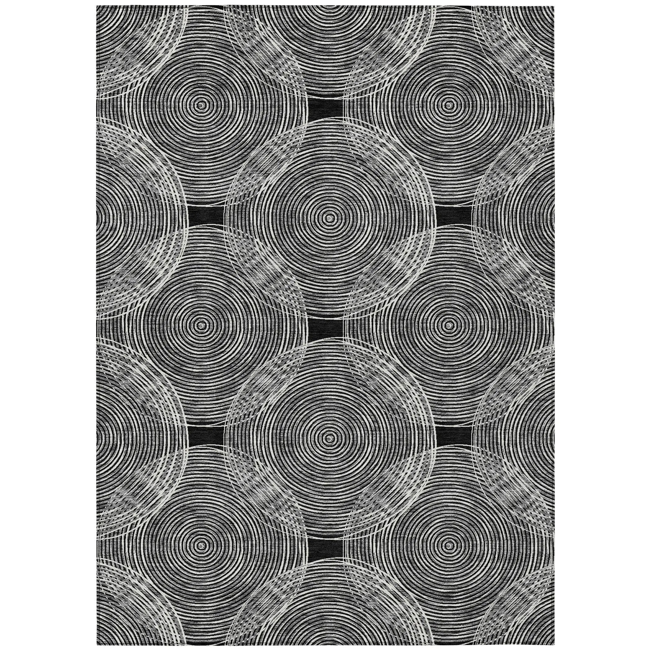5' X 8' Black And Ivory Geometric Washable Indoor Outdoor Area Rug Homeroots Outdoor