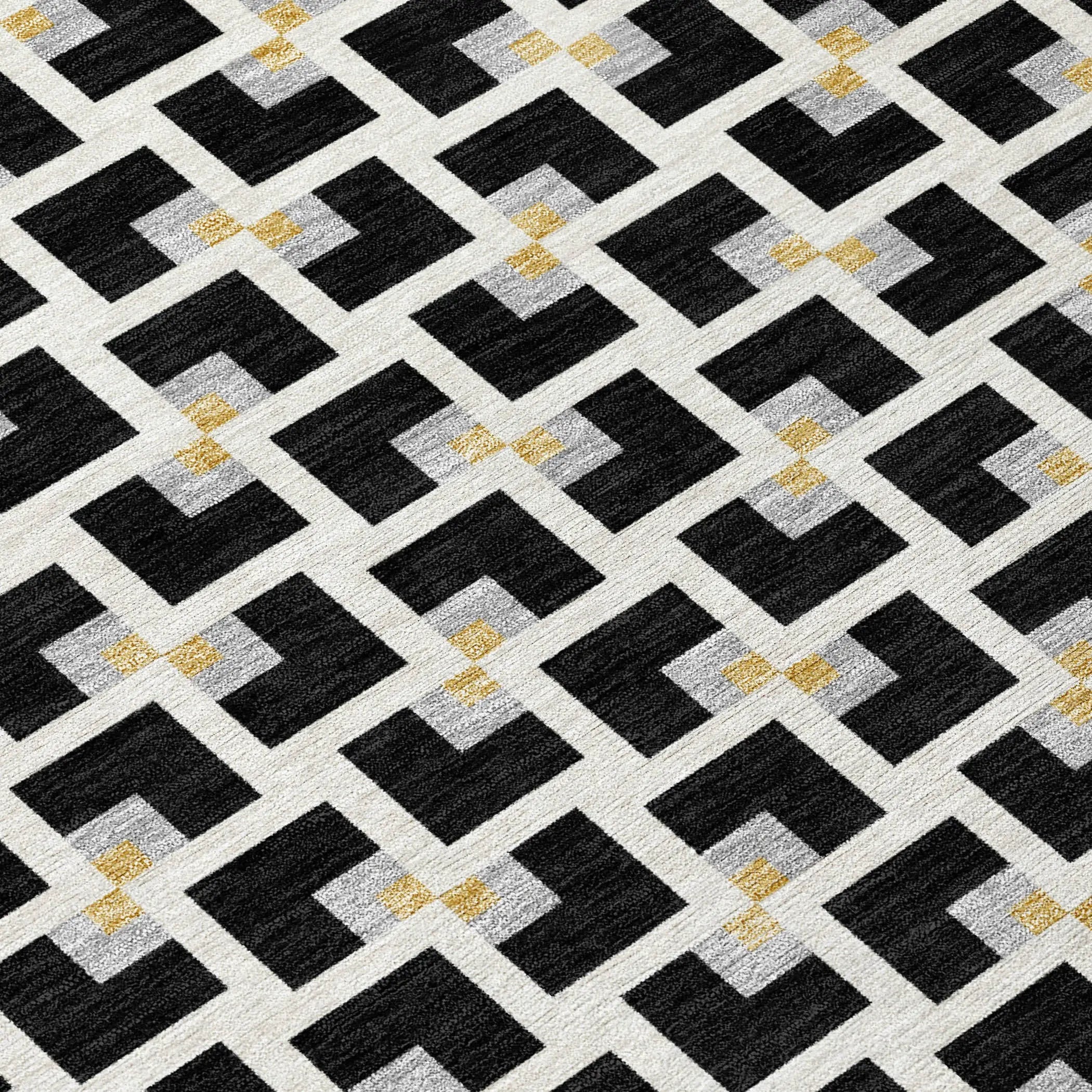 5' X 8' Black And Ivory Geometric Washable Indoor Outdoor Area Rug Homeroots Outdoor