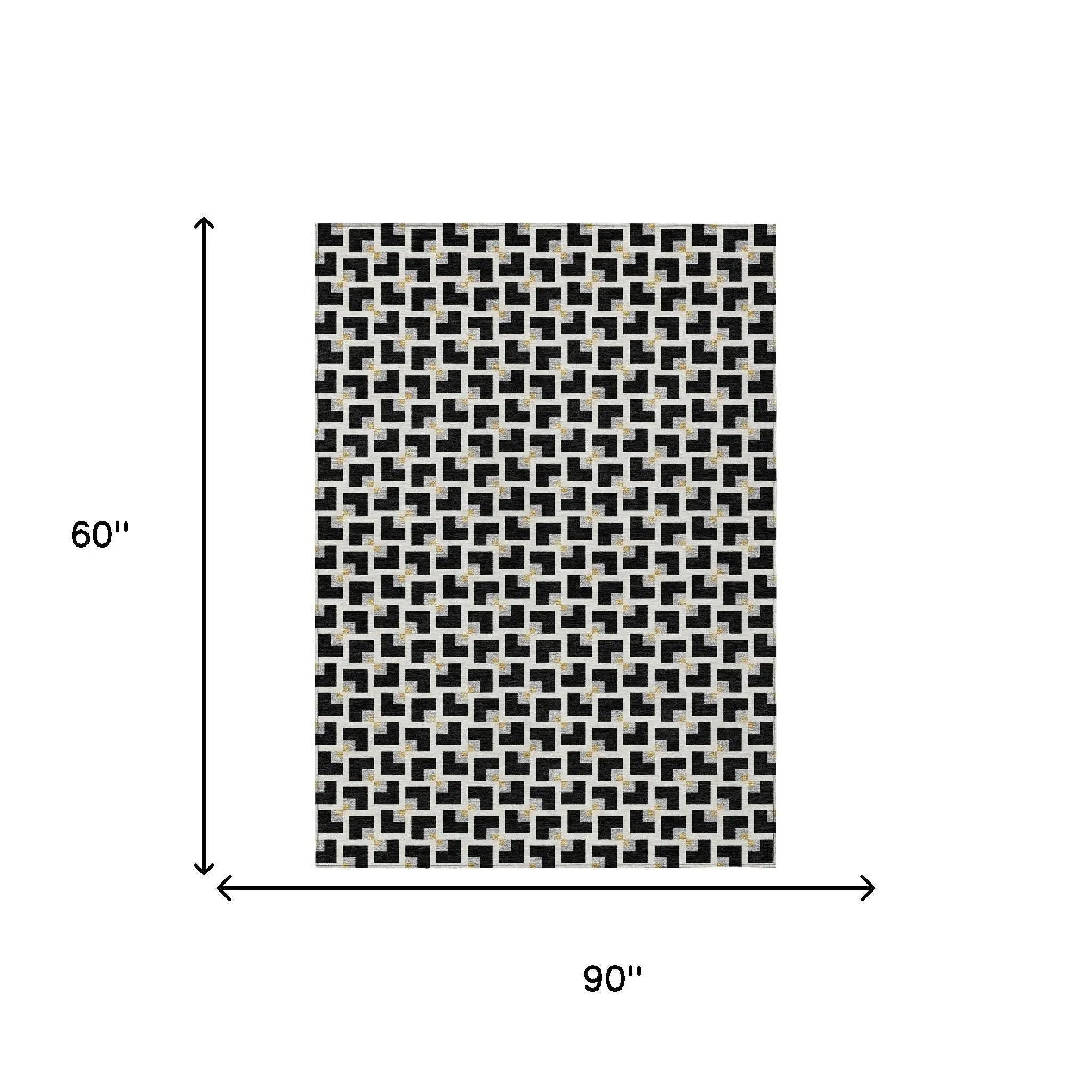 5' X 8' Black And Ivory Geometric Washable Indoor Outdoor Area Rug Homeroots Outdoor