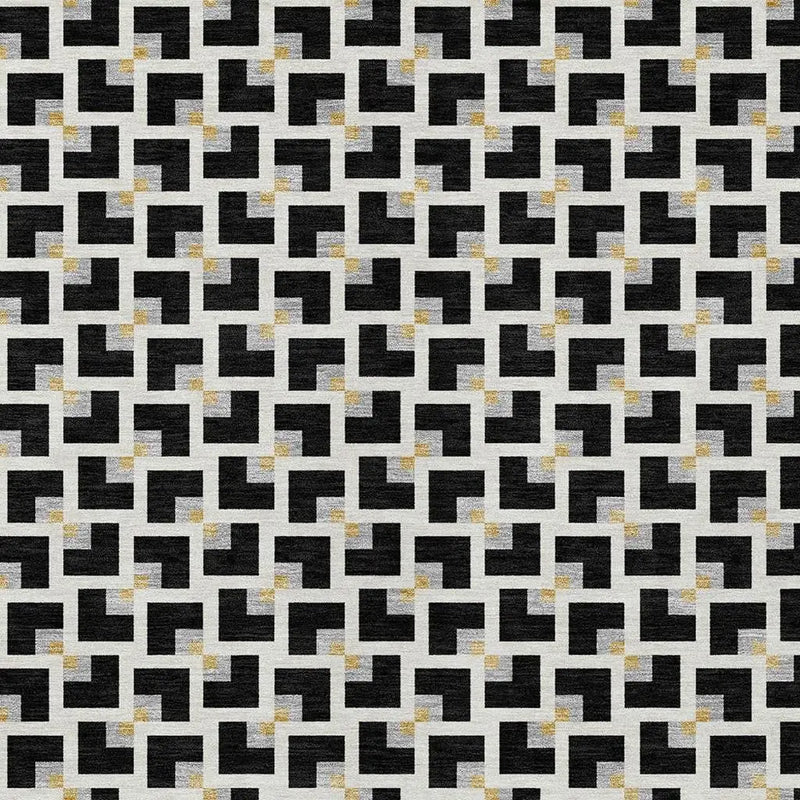5' X 8' Black And Ivory Geometric Washable Indoor Outdoor Area Rug Homeroots Outdoor