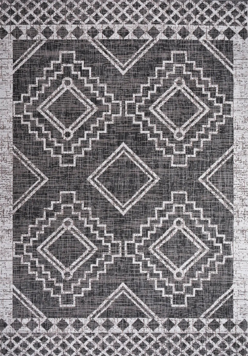 5' X 8' Black And Ivory Moroccan Indoor Outdoor Area Rug Homeroots Outdoor