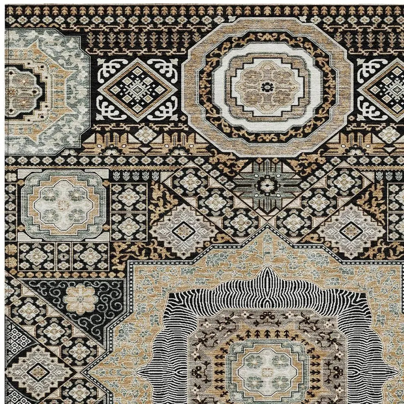 5' X 8' Black And Ivory Oriental Washable Indoor Outdoor Area Rug Homeroots Outdoor