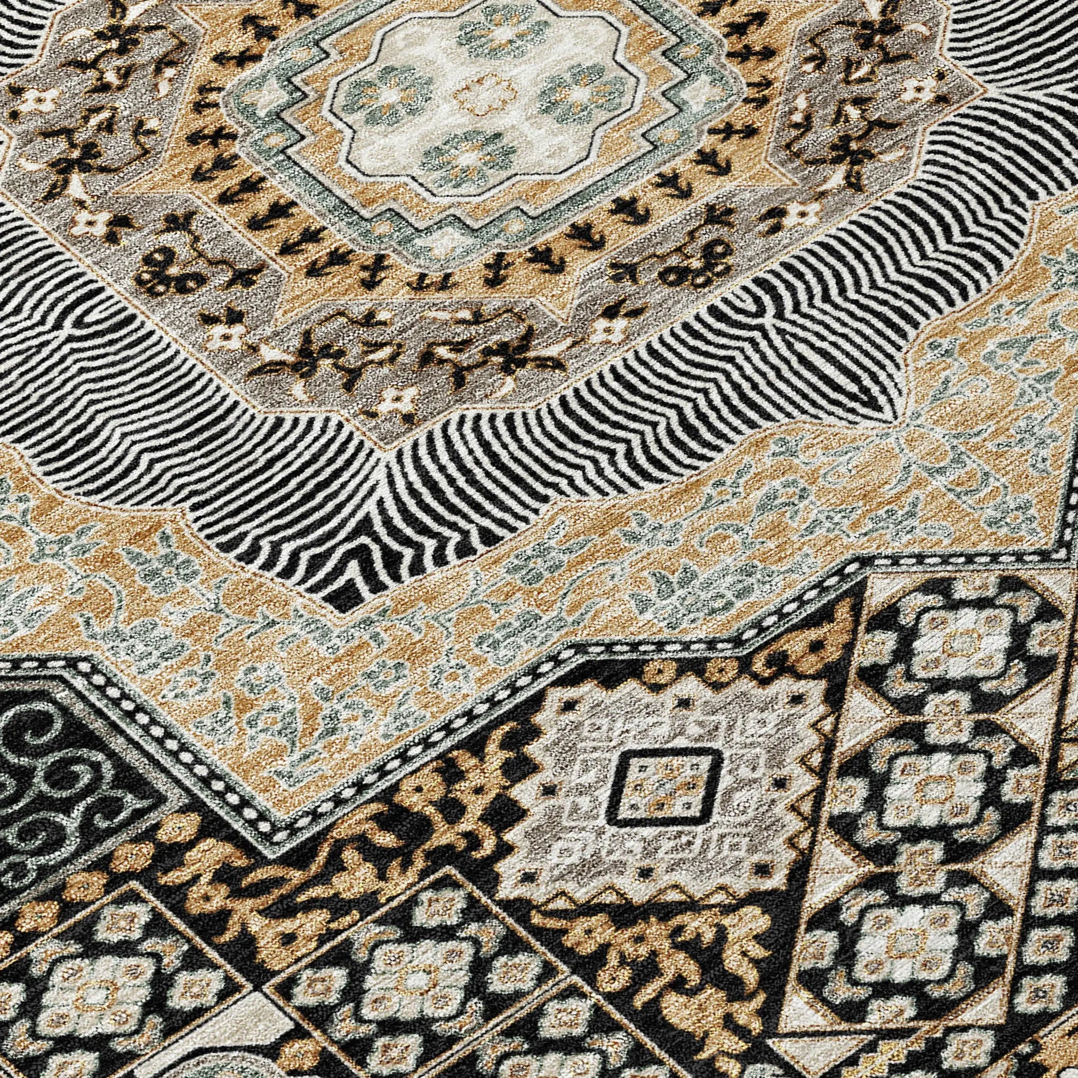 5' X 8' Black And Ivory Oriental Washable Indoor Outdoor Area Rug Homeroots Outdoor