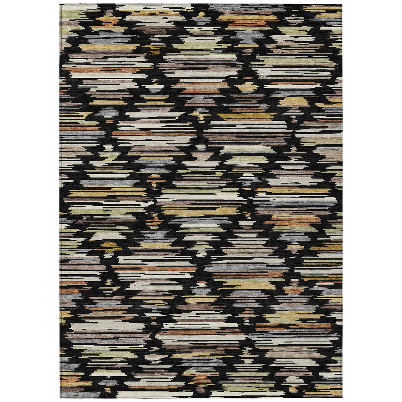 5' X 8' Black And Ivory Southwestern Washable Indoor Outdoor Area Rug Homeroots Outdoor