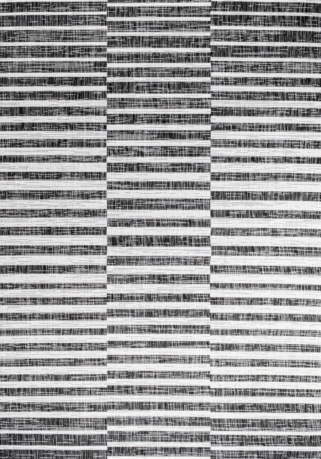 5' X 8' Black And Ivory Striped Indoor Outdoor Area Rug Homeroots Outdoor