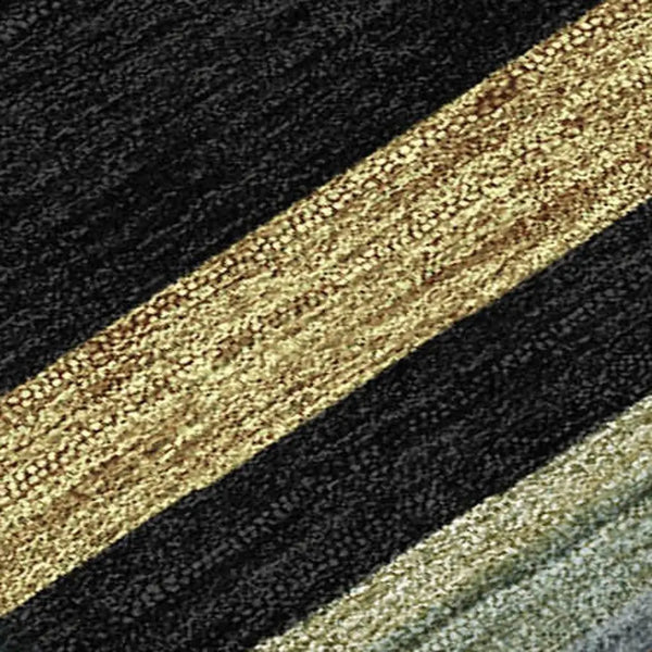 5' X 8' Black And Ivory Striped Washable Indoor Outdoor Area Rug Homeroots Outdoor