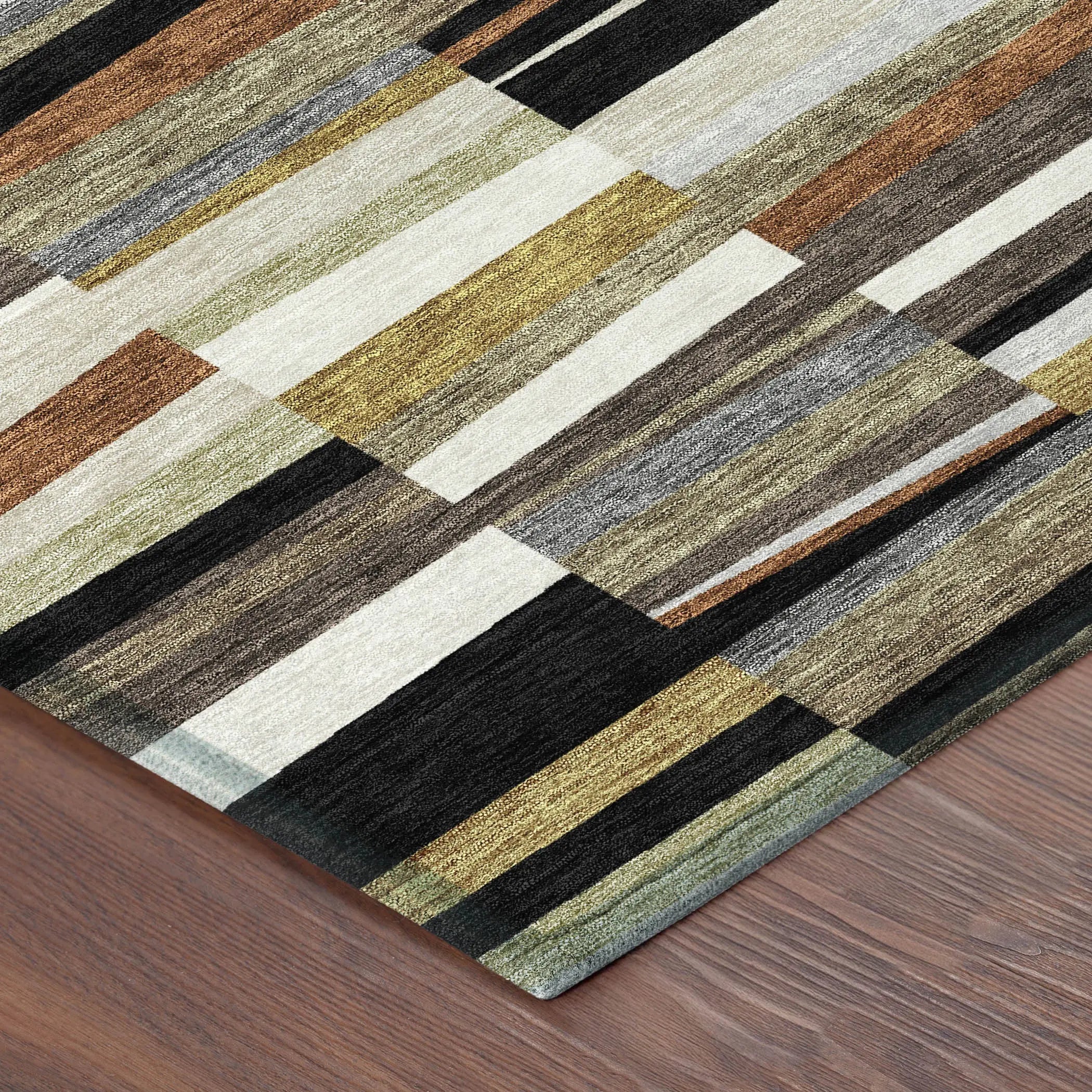 5' X 8' Black And Ivory Striped Washable Indoor Outdoor Area Rug Homeroots Outdoor