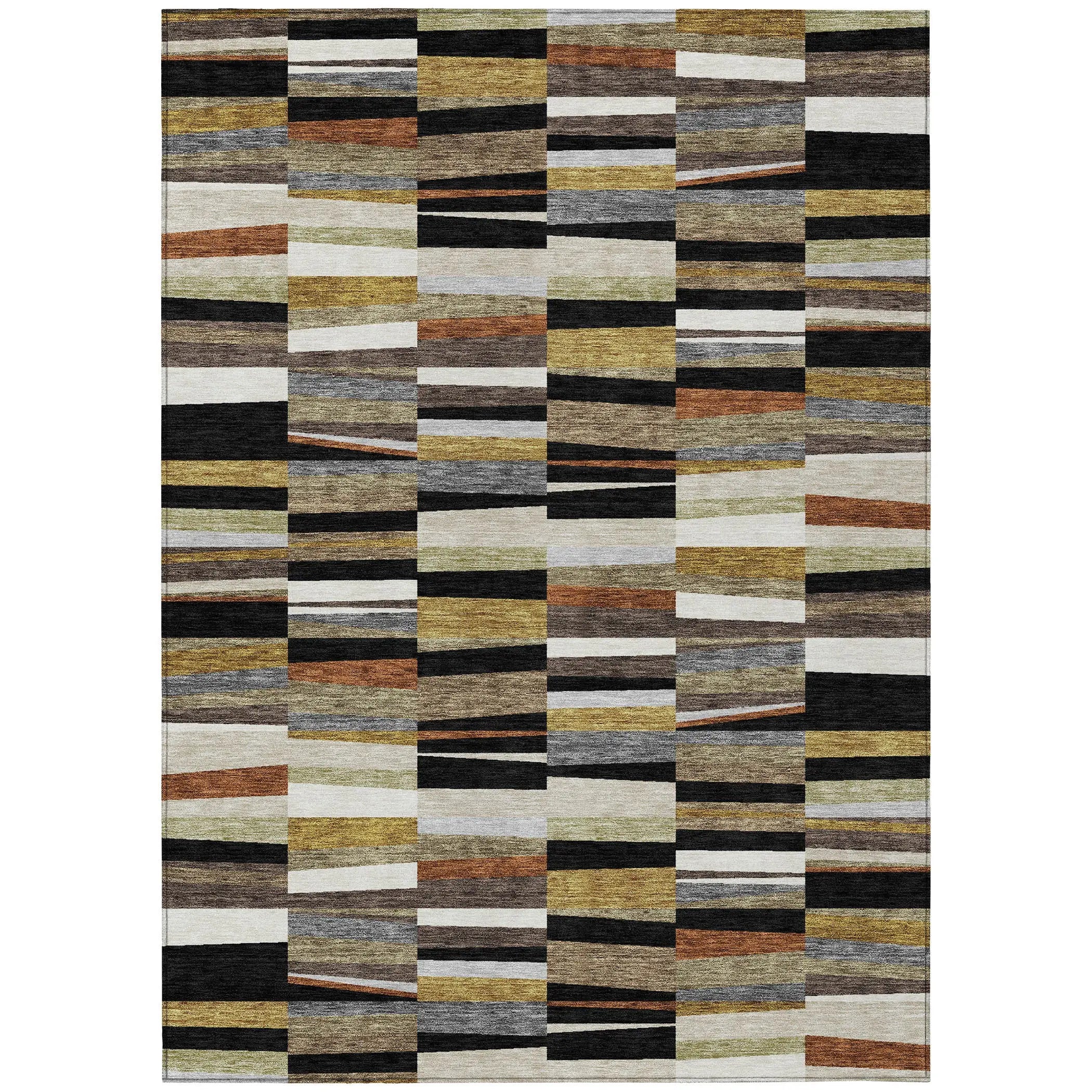 5' X 8' Black And Ivory Striped Washable Indoor Outdoor Area Rug Homeroots Outdoor