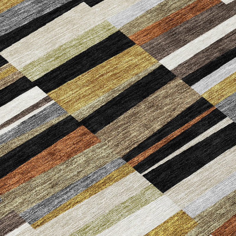 5' X 8' Black And Ivory Striped Washable Indoor Outdoor Area Rug Homeroots Outdoor
