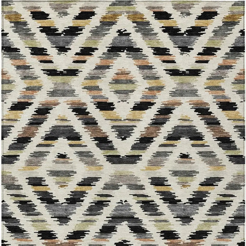 5' X 8' Black And Ivory Tribal Washable Indoor Outdoor Area Rug Homeroots Outdoor