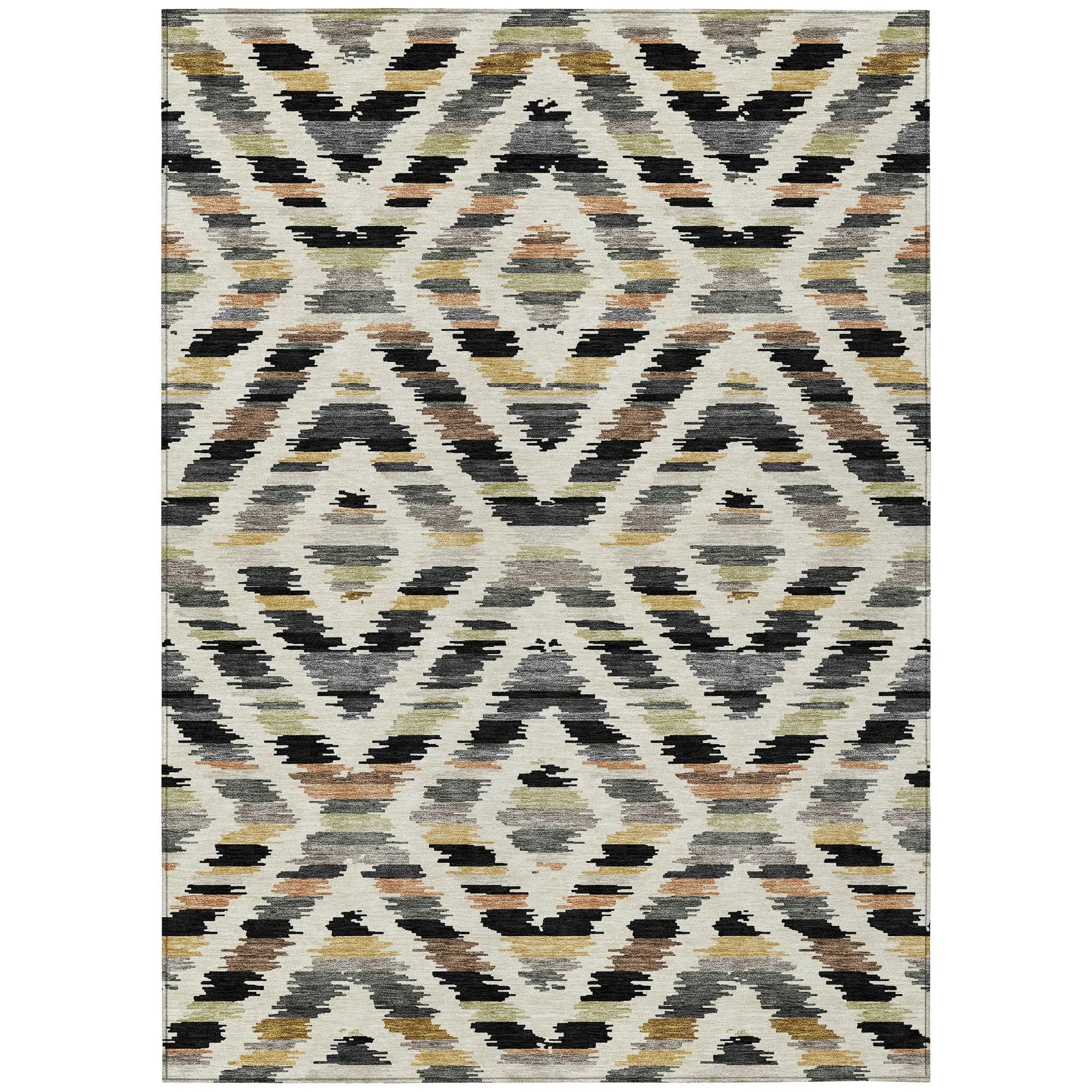 5' X 8' Black And Ivory Tribal Washable Indoor Outdoor Area Rug Homeroots Outdoor