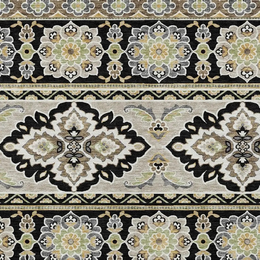5' X 8' Black And Ivory Tribal Washable Indoor Outdoor Area Rug Homeroots Outdoor