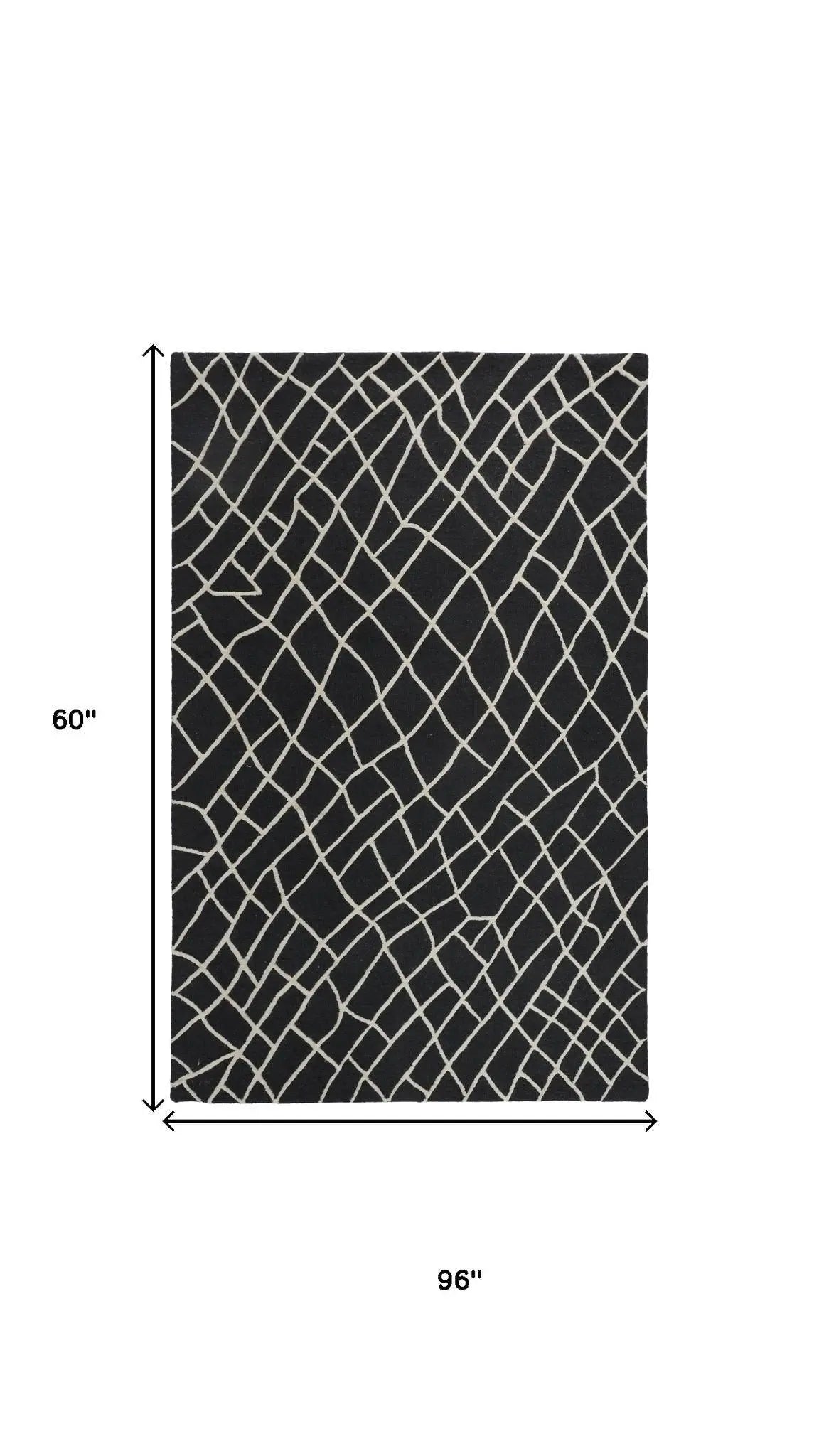 5' X 8' Black And Ivory Wool Geometric Hand Tufted Area Rug Homeroots Home Decor