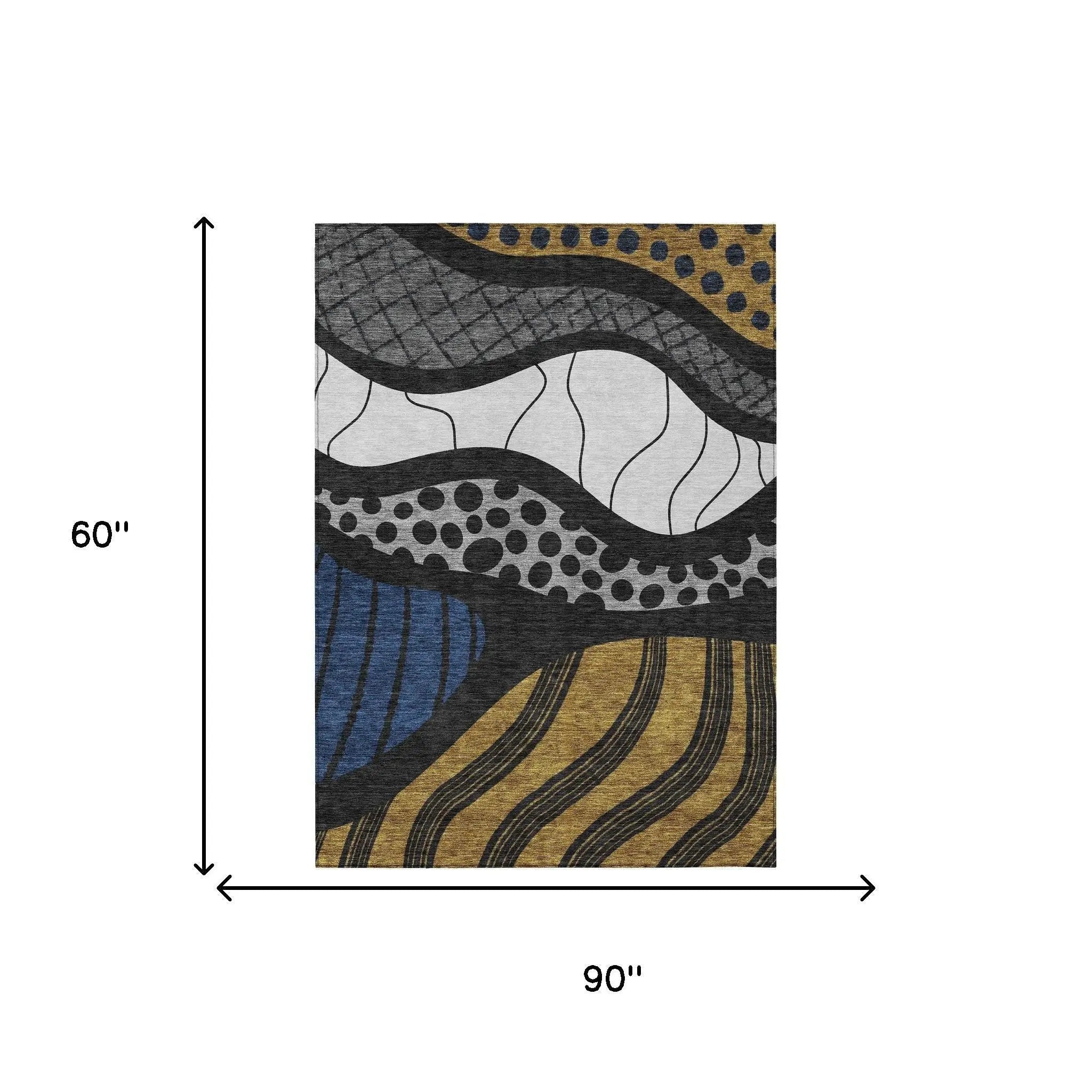 5' X 8' Black And Khaki Abstract Washable Indoor Outdoor Area Rug Homeroots Outdoor