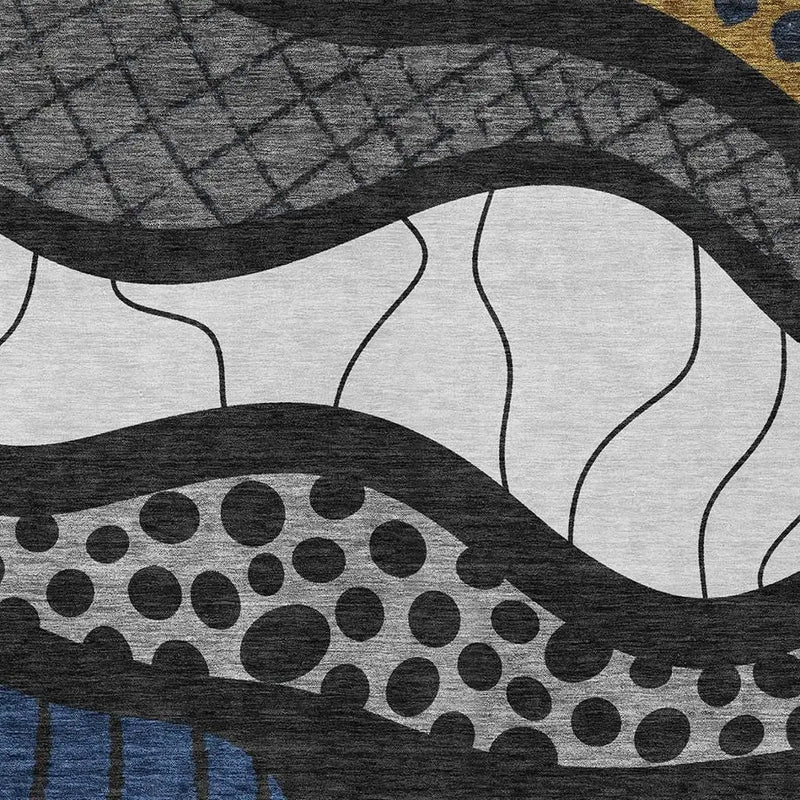 5' X 8' Black And Khaki Abstract Washable Indoor Outdoor Area Rug Homeroots Outdoor