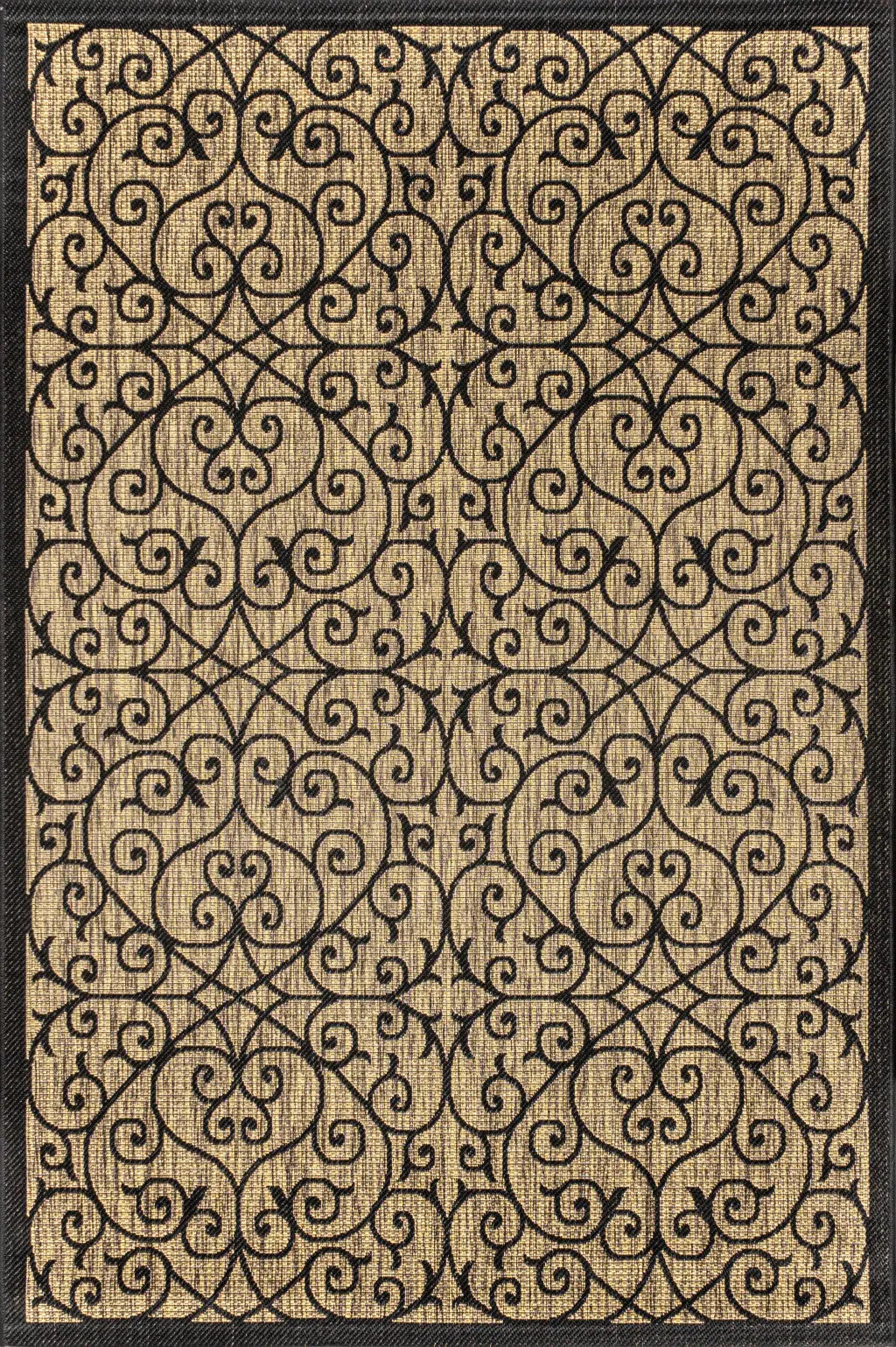 5' X 8' Black And Khaki Geometric Indoor Outdoor Area Rug Homeroots Outdoor