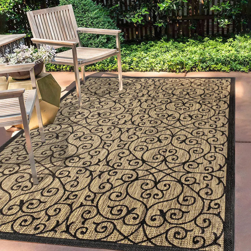 5' X 8' Black And Khaki Geometric Indoor Outdoor Area Rug Homeroots Outdoor