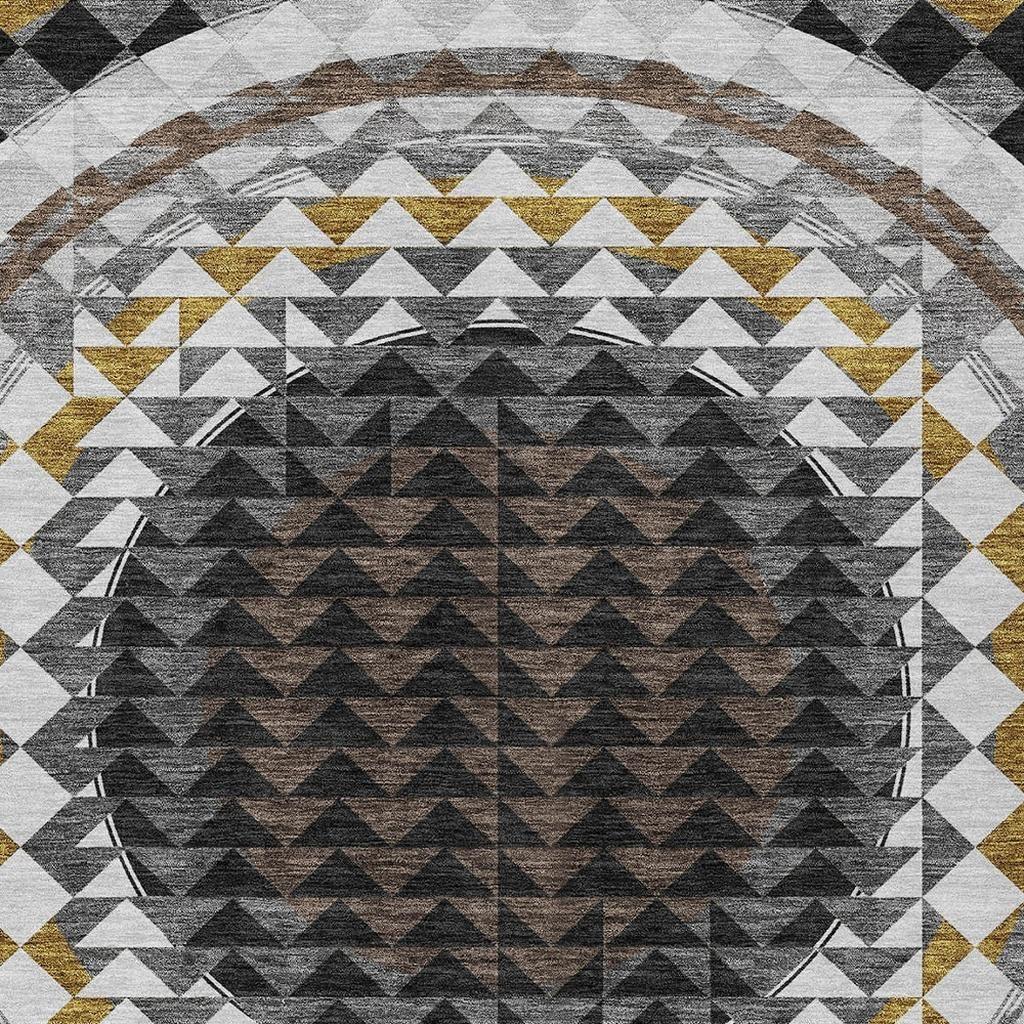 5' X 8' Black And Linen Geometric Washable Indoor Outdoor Area Rug Homeroots Outdoor